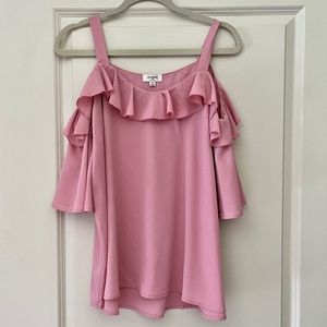 Pink Off Shoulder Ruffle Top